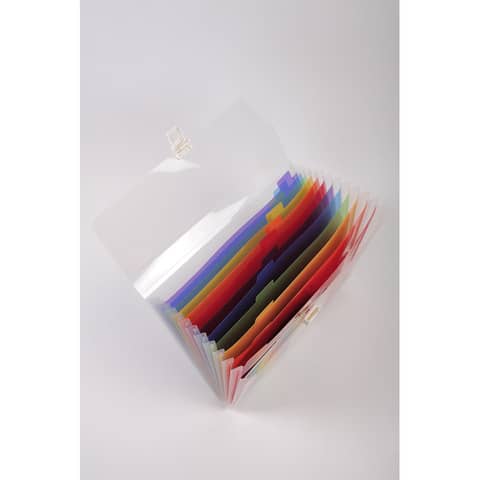 Classificatore Crystal Colours chiusura scatto 33x25 cm - 13 scomparti - cristallo - 55298E